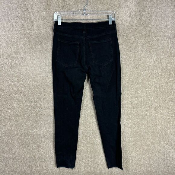 Banana Republic Skinny Jeans Women's 26 Black High Rise‎ Premium Denim Raw Hem - Picture 12 of 15